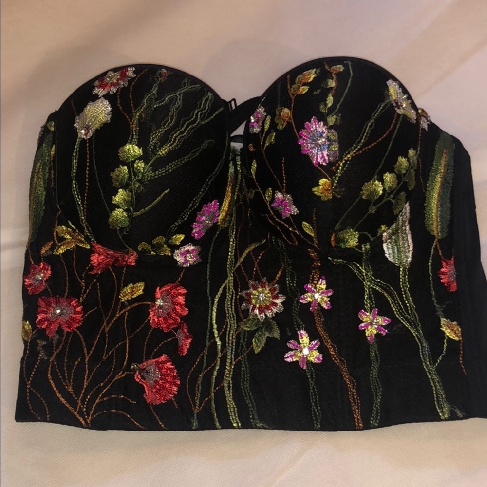 Bralett and sheer cover top